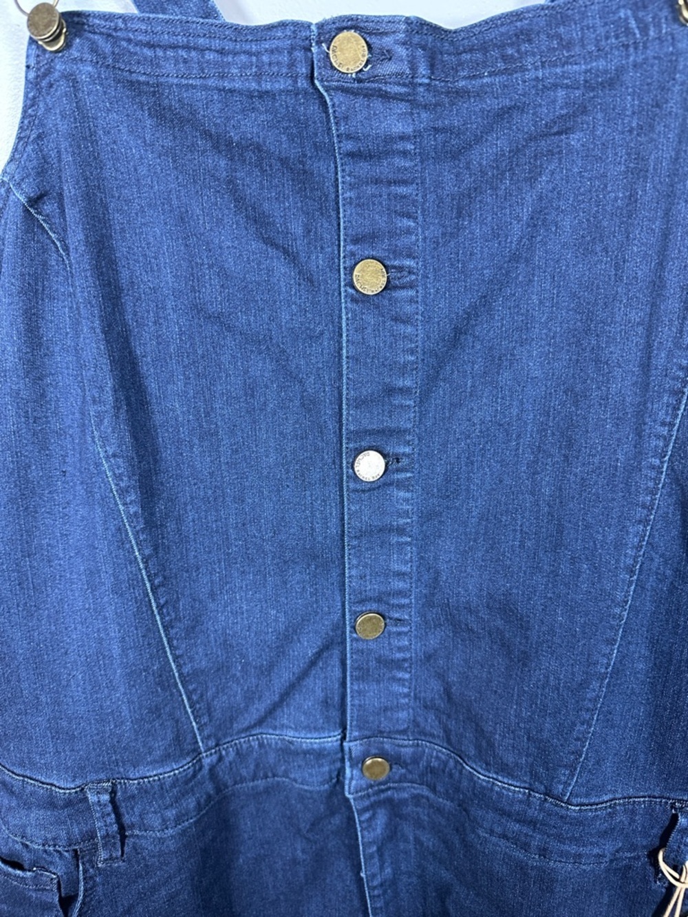 RACHEL Rachel Roy Dark Indigo Cropped Skinny Denim Overalls Plus Size 24 NWT - Picture 6 of 11
